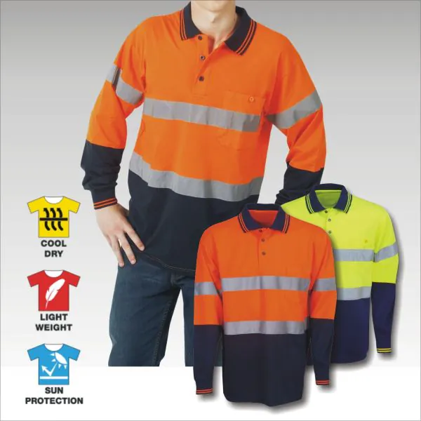 Blue Whale Day Night Hi Vis Cooldry Polo L S Workwear Republic
