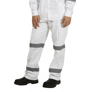 Blue Whale Cargo Trousers With Reflective Tape White 
